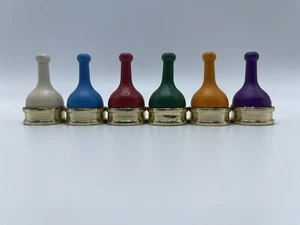Clue Frontage Luxury 6 Wooden Pawns Die Cast Metal Bases Pieces New Replacement - Picture 1 of 4