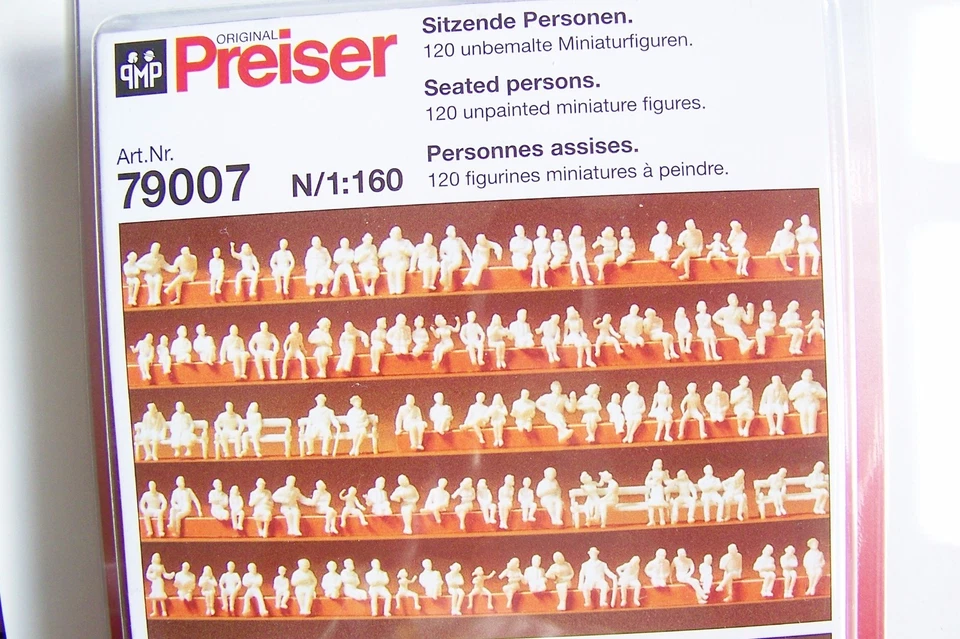 N Scale Preiser 79007 Seated Persons Unpainted Figures J15806