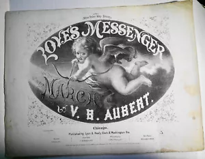 Marche messagère de l'amour 1868, par V. B. Aubert - Partition originale - Photo 1 sur 6
