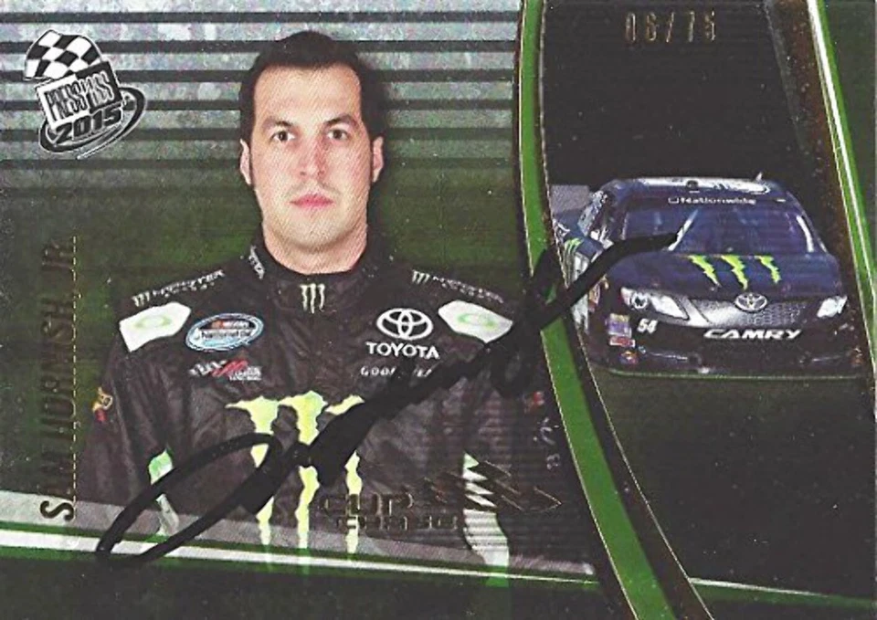 AUTOGRAPHED Sam Hornish Jr. 2015 Press Pass Racing (#54 Monster Energy Team) Nat - Image 1 of 1