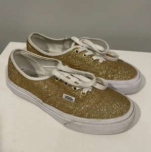 Vans Gold Glitter Sneakers - Size W6 / M4.5 - Picture 1 of 6