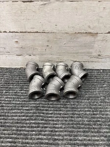 LOT OF 7 Female 1/2" 150 NPT 45° Elbow Black Malleable Iron Pipe Fittings - Picture 1 of 4