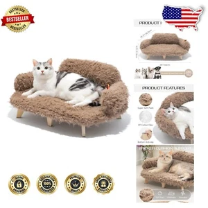 Stylish Elevated Cat Bed with Faux Fur Cover – Perfect for Small to Medium Pets - Picture 1 of 10