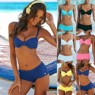 Women Ladies Push Up Bra Sexy Bikini Set Shorts Swimsuit Swimwear Bathing Suit - Image 1 of 4