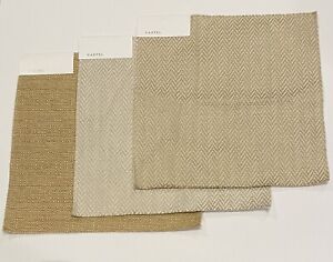 Castel Maison Quito Herve Sample Swatch Lot Of 3 Upholstery Fabric Chevron Beige