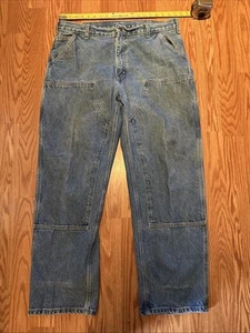 Carhartt Mens Double Knee Carpenter Denim Jeans B73 DST Dungaree Fit Size 38x32 - Picture 1 of 13