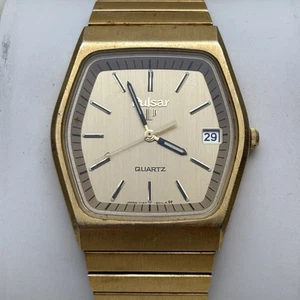 Neo-Vintage Pulsar By Seiko Y147-5019 Gold Tone Men's Watch 1980s Quartz - Picture 1 of 9