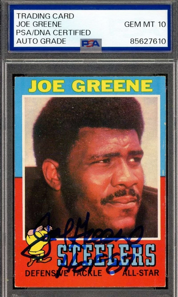 Joe Greene Gem Mint 10 PSA DNA Signed 1971 Topps Rookie Autograph - Image 1 of 1