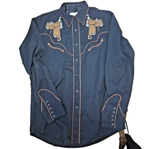 De Colección Roper Negro Perla Broches de presión Bordados Para Hombres LG Vaquero Heritage Rodeo Mareado  - Imagen 1 de 11