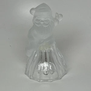 Vtg CELEBRATIONS 24% Lead CRYSTAL ART GLASS FROSTED BELL Waving SANTA CLAUS - Foto 1 di 5