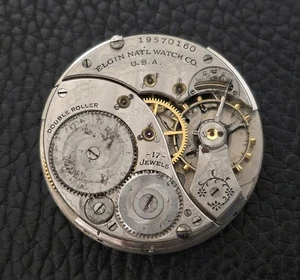 Estate Antique Old 1917 Elgin "12s" Open-Face Pocket Watch Movement w/Dial - Imagen 1 de 2