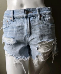 American Eagle "Perfect Short" Shorts 2 Strigid Light Wash Distressed 4" Inseam - Picture 1 of 10