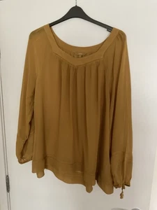 Mustard Long Sleeve Chiffon Look (NeXT) Blouse Size 20 - Picture 1 of 1