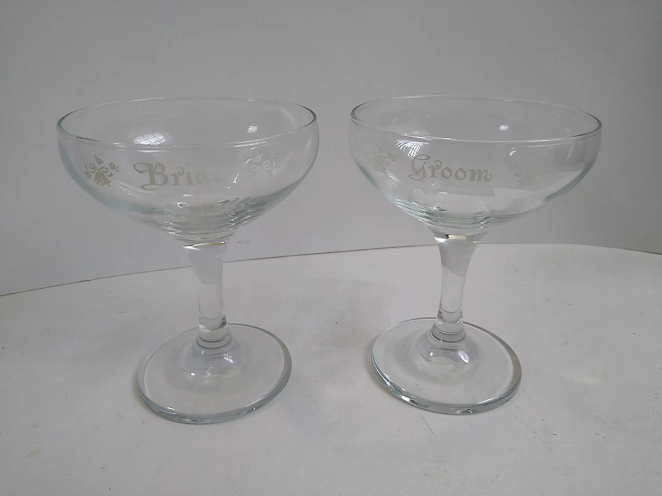 Copas cupé vintage años 70 boda novia y novio champán tostado Libbey  Foto 1 de 4