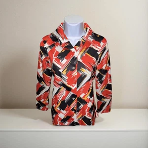 Camisa abotonada vintage Montgomery Ward poliéster cuello ancho para mujer B1 - Imagen 1 de 5