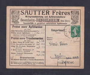 FRANCE 1925 ILLUSTRATED ‘APFELWINE’ ADVERTISING POSTAL CARD SESENHEIM BAS RHIN - Picture 1 of 2