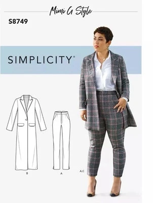Simplicity Mimi G S8749 Coat Jacket Ankle Pants PLUS 20W-28W UNCUT Pattern - Image 1 of 2