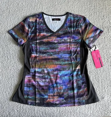Koi Lite Scrub Top Women’s Sz Medium Smokey Hayze Purple Marble Stretch Nursing - Image 1 of 4