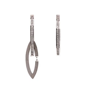 Links of Love 925 Silver Multiway Earrings With Cubic Zirconia - Brushed Finish - Picture 1 of 1