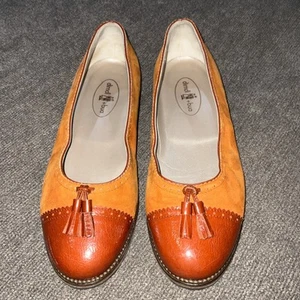 Ballerine nuove da donna Dirndl & Bua arancione bruciato scamosciate vernice berretto dita US 8,5 - Foto 1 di 7