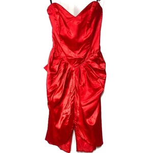 Nuevo vestido de novia vintage de satén rojo talla 9 Deadstock - Imagen 1 de 6