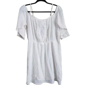 Top túnica Maurices para mujer cintura alta talla L blanco arrugado forrado al hombro - Imagen 1 de 10
