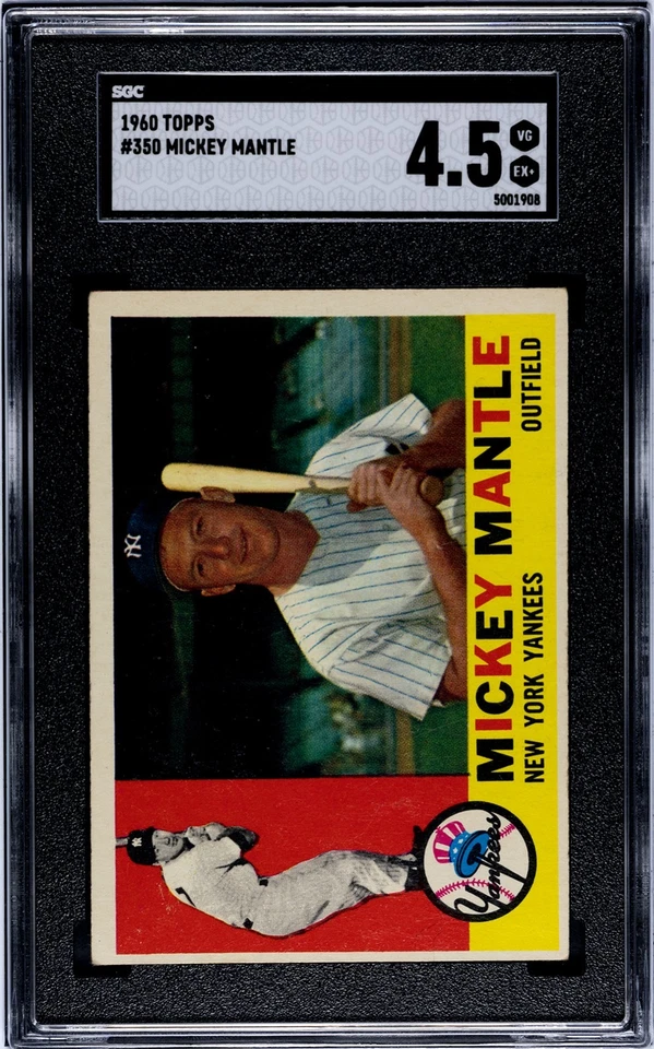 1960 Topps #350 Mickey Mantle SGC 4.5 ATRACTIVO VISUAL CENTRADO Foto 1 de 2