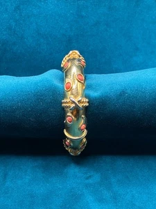 Vintage Cadoro Armreif Clamper Armband goldfarben orange Glas Größe 6 1/2 - Bild 1 von 11
