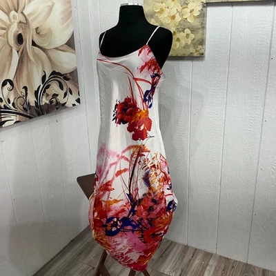 Camisón mediano Natori multicolor sedoso satinado sensación correa media/larga floral amapola Foto 1 de 4