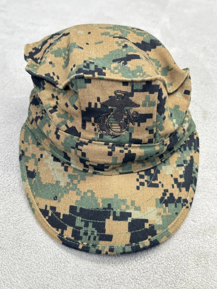 USMC Hat Cap Fitted Mens Small Woodland MARPAT Camo Garrison Eight Point EGA - Image 1 of 4