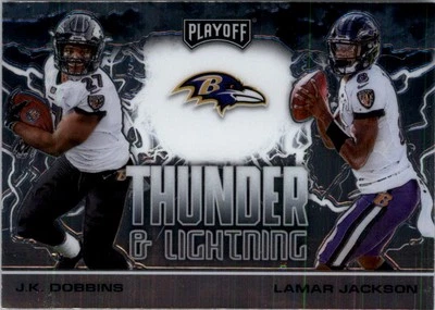 2020 Playoff Thunder and Lightning #1 J.K. Dobbins Lamar Jackson - FB - Image 1 of 2
