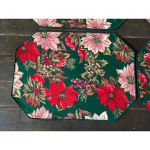 4er Set Neu Vintage Weihnachten Weihnachtsstern Traube Tuch Tisch Tischsets - Bild 1 von 5