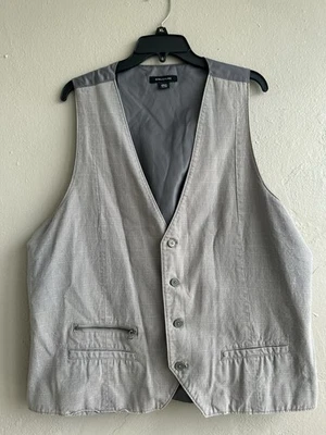 STRUCTURE Men's Gray Vest  Button Up With Pockets Size XXL - Image 1 of 4