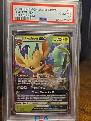  2018 Pokemon Sun & Moon Ultra Prism Leafeon Gx 13/156 PSA 10 - Image 1 of 2