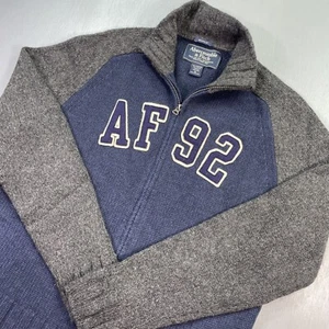 Vintage Abercrombie & Fitch Sweater Men XL Full Zip Cardigan Spell Out Wool Y2K - Picture 1 of 8