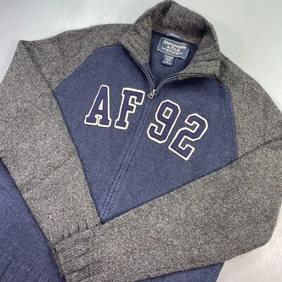 Vintage Abercrombie & Fitch Sweater Men XL Full Zip Cardigan Spell Out Wool Y2K - Image 1 of 4