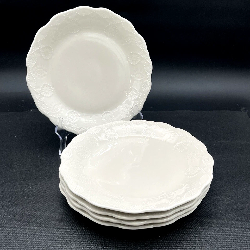 Juego de 5 platos de cena The Pioneer Woman vaquera encaje lino 10 3/4" blanco crema Foto 1 de 4