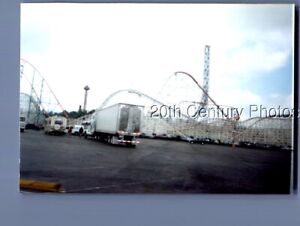 FOUND COLOR PHOTO I+2795 VIEW OF ROLLER COASTER AT THEME PARK