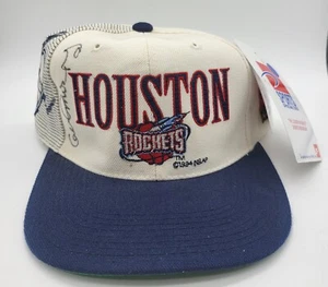Sports Specialties Houston Rockets Laser Snapback Hat 90's NBA NWT Autographed - Picture 1 of 10