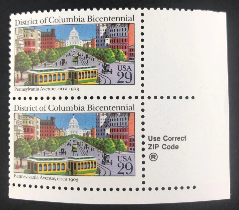 1991 District of Columbia Bicentennial 29 Cent 29c Stamp Block of 2 Scott# 2591 - Image 1 of 4