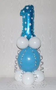 AGE 1 FOIL BALLOON - BLUE - BOY - TABLE DECORATION DISPLAY - 1ST BIRTHDAY - Foto 1 di 2