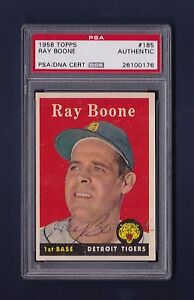 Ray Boone signed Detroit Tigers 1958 Topps card Psa authenticated