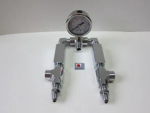 Lowrider Hydraulics Pro 3/8"FF check valve & gauge & fitting kit, chrome, Chevy - Picture 1 of 4