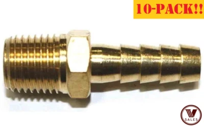 10-PACK!! FACTORY NEW! 3/4" Hose Barb x 3/4 Male NPT Brass Fitting 102-1212C - Image 1 of 3