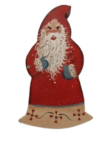 Wooden Painted Santa.Tree Ornament (Add Hanger) Lean On Shelf - Picture 1 of 9