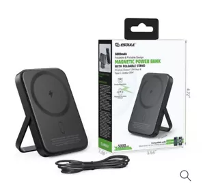 Esoulk 5000mAh Magnetic Magsafe + Foldable Stand 15W Wireless Charge Power Bank - Picture 1 of 8