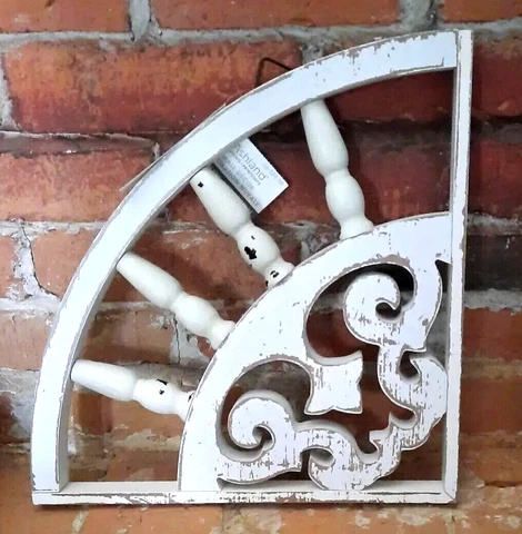 Door Window Wood Corbel Shelf Bracket Antique Chippy White Lattice Home Decor Cover