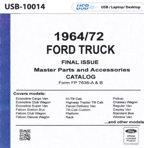 1964-1972 Ford Truck & Van Master Parts and Accessories Factory Catalog USB10014 - Picture 1 of 1