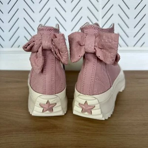 ⭐Converse Run Star Hike Hi Men shoes 9 Dusty Pink Embroidered Flower Bow A09781C - Picture 1 of 11