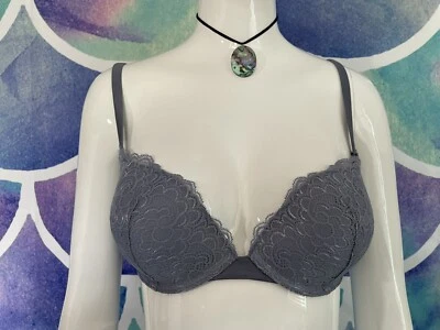 AMBRIELLE SUJETADOR CON AROS DE ENCAJE PUSH UP SUPER SUAVE TALLA 34C GRIS USADO EN EXCELENTE ESTADO Foto 1 de 4